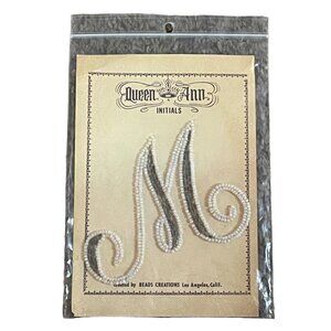 Vintage Queen Ann Initials “M” NEW Beaded